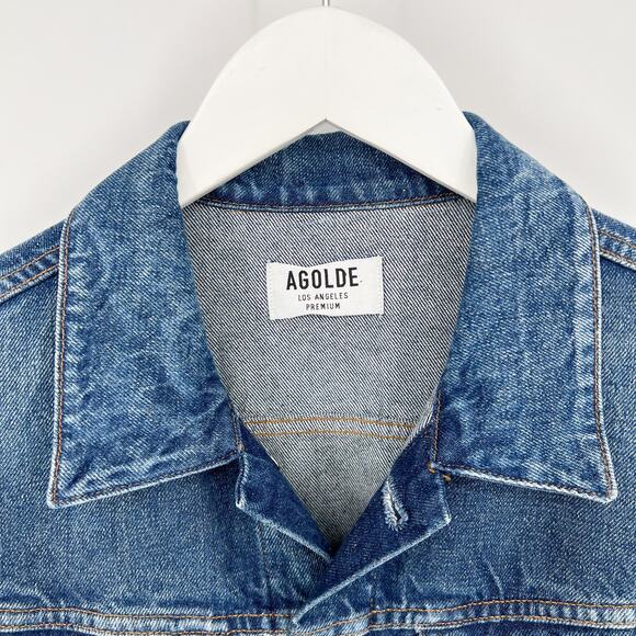 AGOLDE Vivian Denim Jacket Record Wash Classic Trucker Size L - Picture 6 of 9